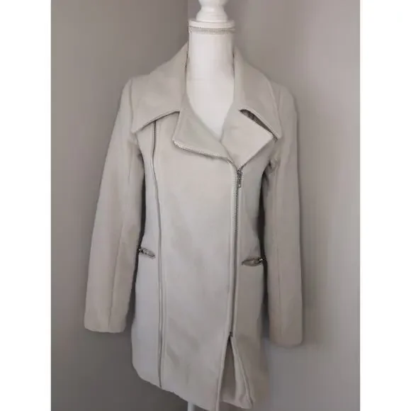 Farm Rio Brazil rare exclusive minimalist chic ivory cream zipper coat S - Picture 1 of 11